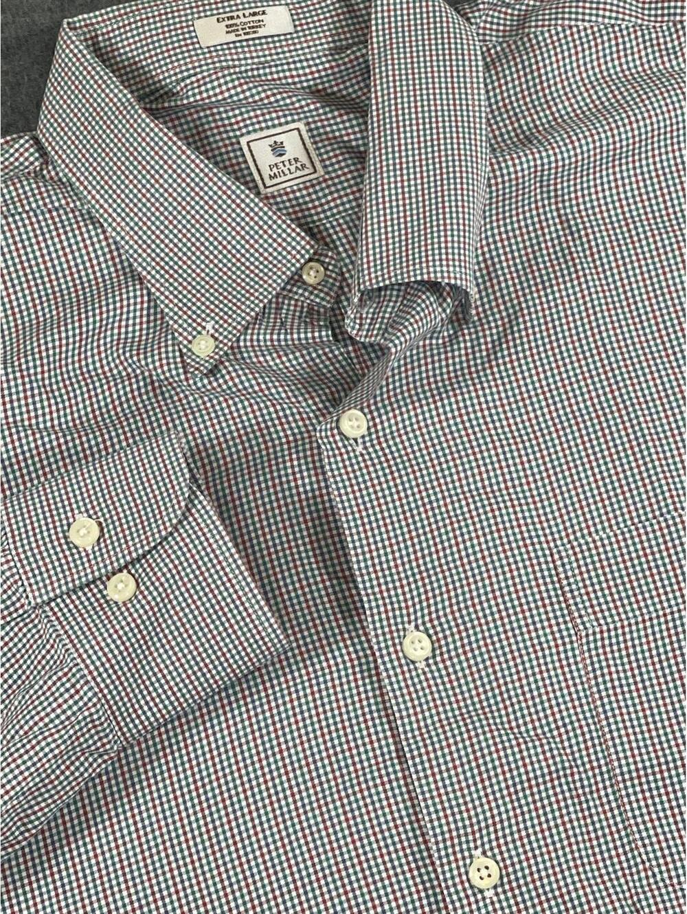 Peter Millar Long Sleeve Button Down Men's Shirt  - Size XL Red/Blue/Green Check